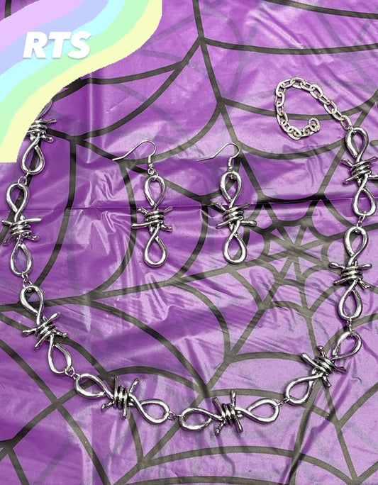 Barbed Wire Necklace/Earring Set
