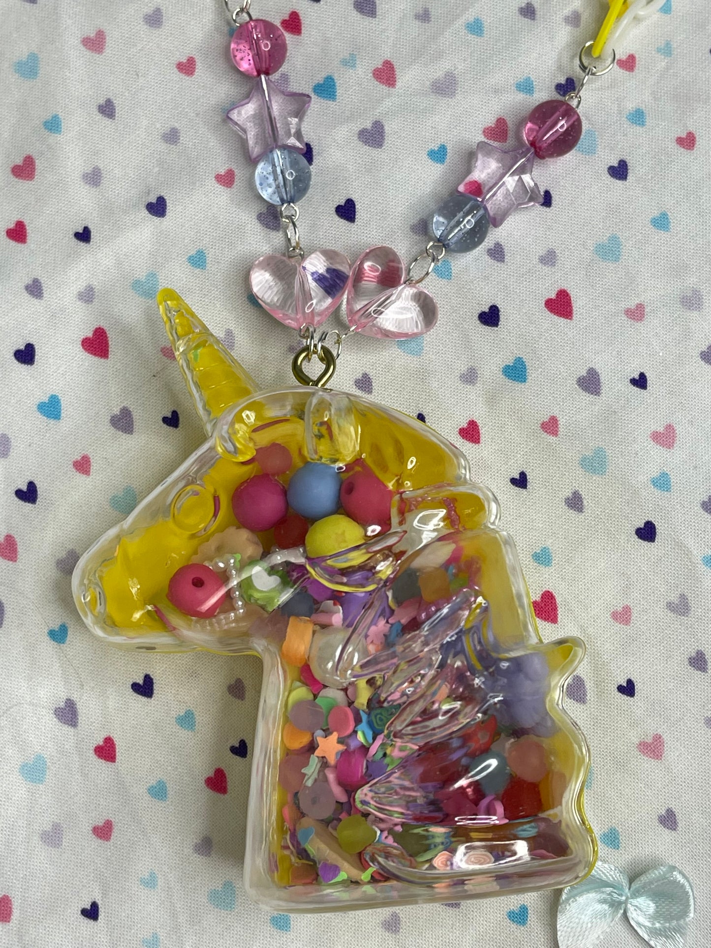 Yellow Unicorn Dry Shaker Necklace