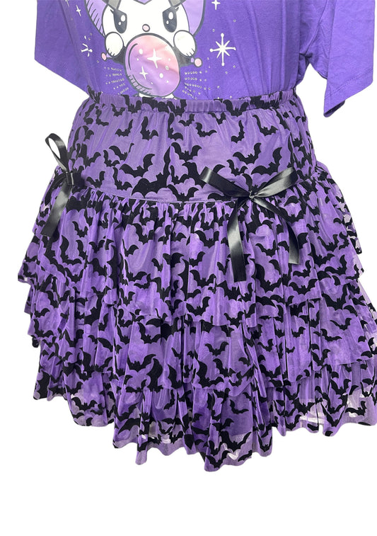 Spooky Bat Ruffle Skirt