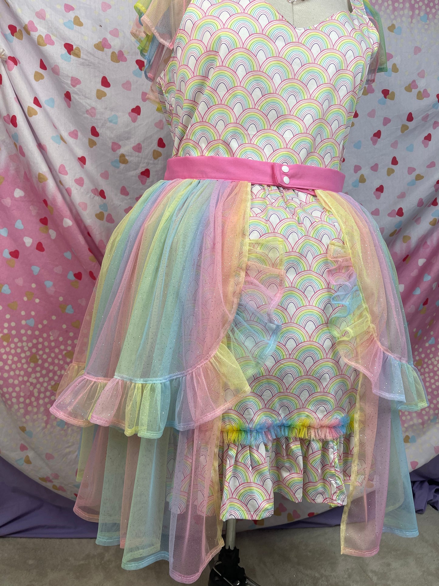 Pastel Glitter Rainbow Tulle Belt