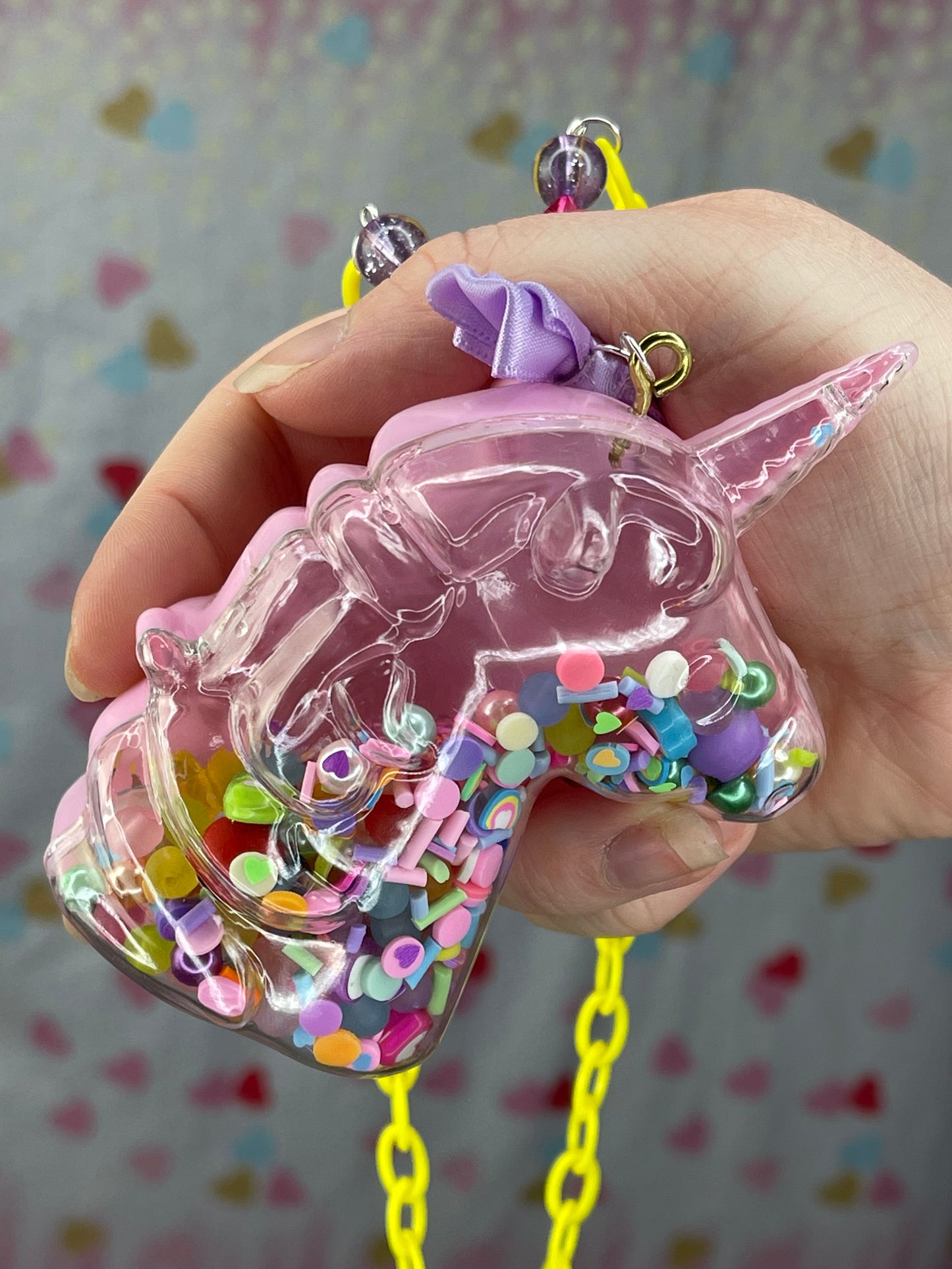 Pink Unicorn Dry Shaker Necklace