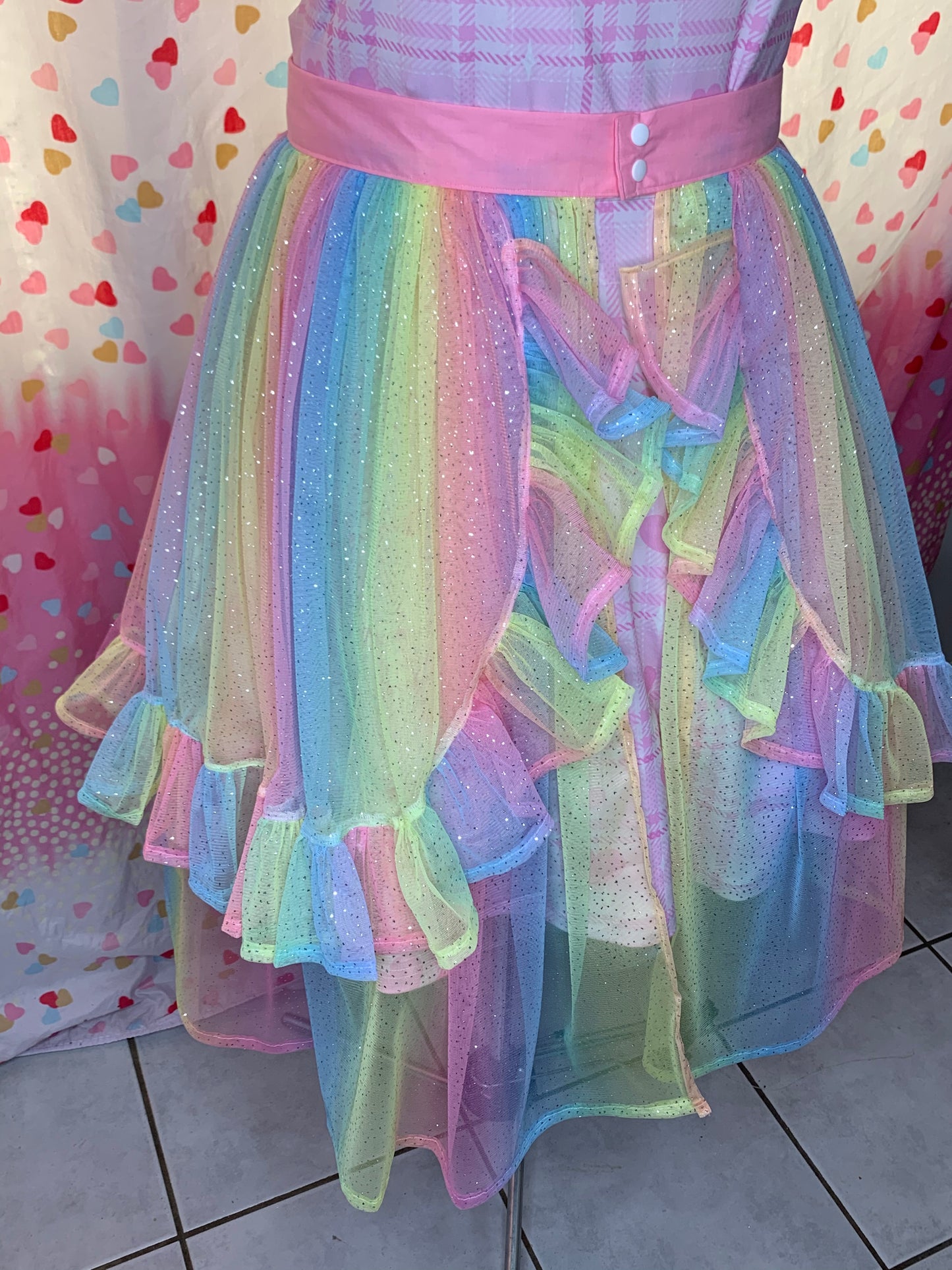 Pastel Glitter Rainbow Tulle Belt