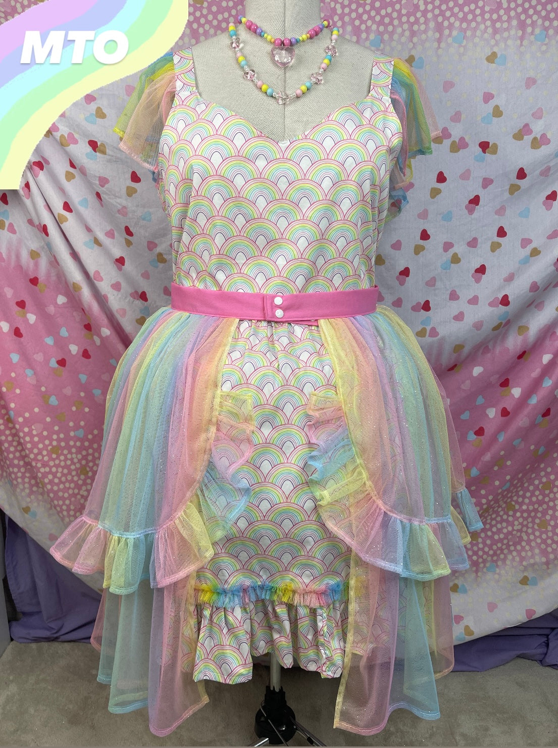 Pastel Glitter Rainbow Tulle Belt