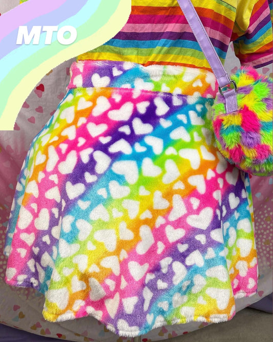 Rainbow Heart Fluffy Skirt