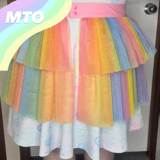 2 Layered Rainbow Tulle Belts