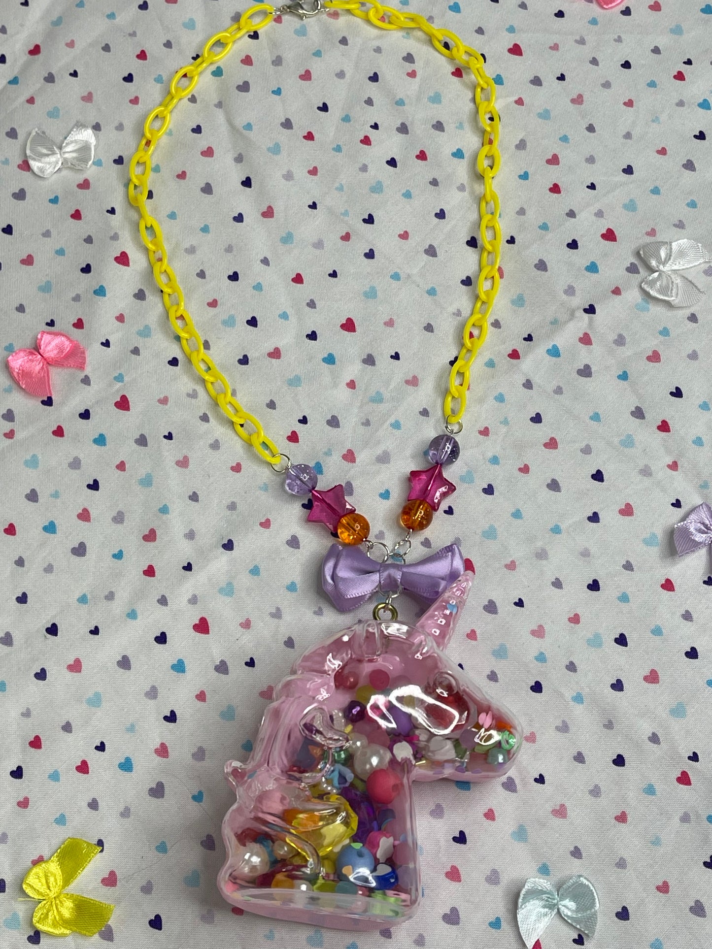 Pink Unicorn Dry Shaker Necklace