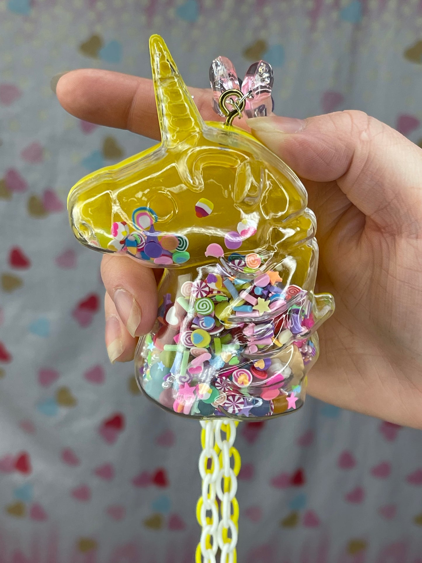 Yellow Unicorn Dry Shaker Necklace