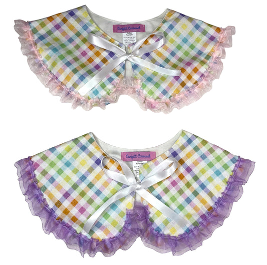 Rainbow Glitter Gingham Detachable Collar