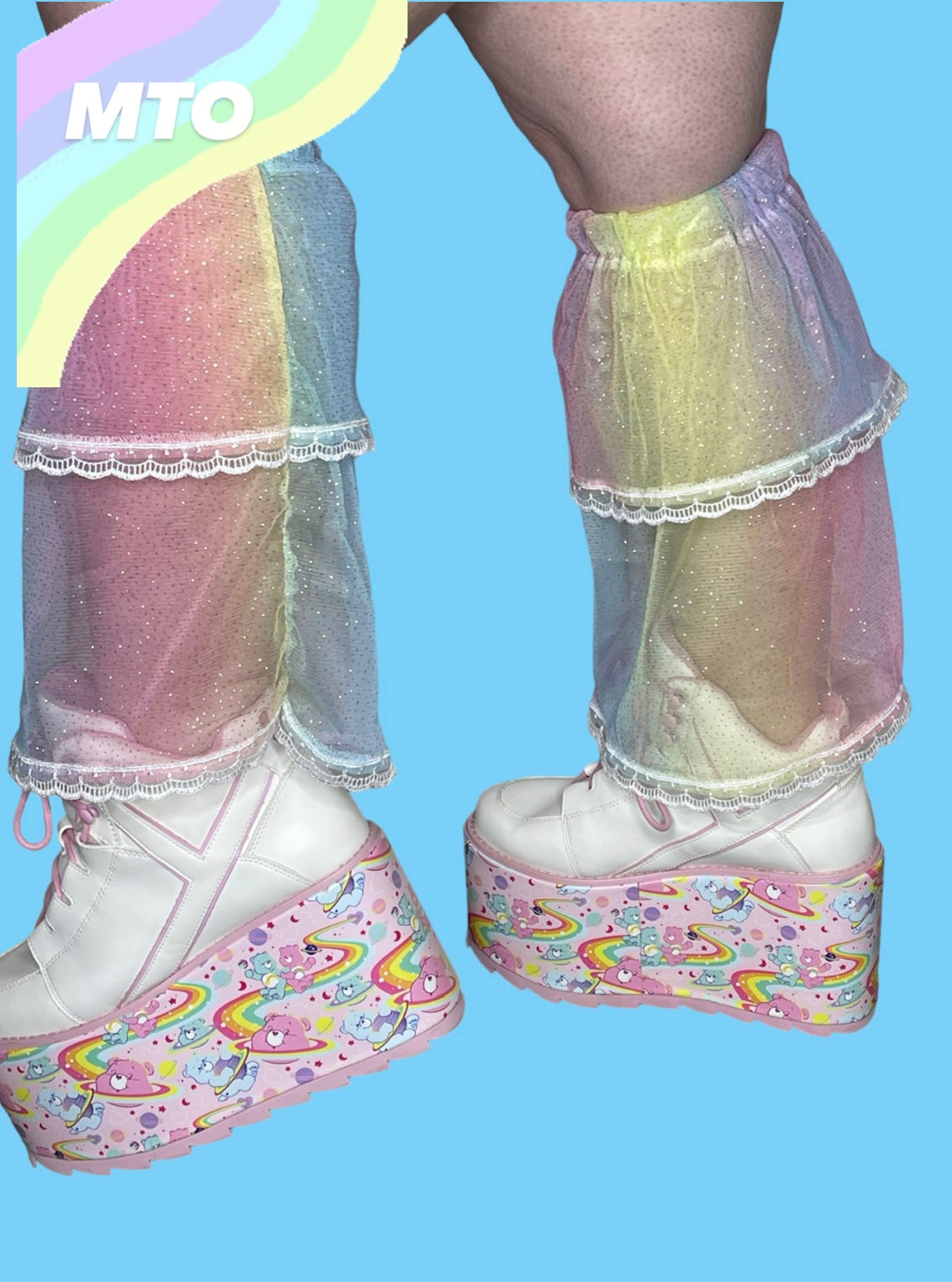 Glitter Rainbow Tulle Leg Warmers