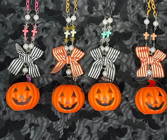 Mini Halloween Pumpkin Bucket Necklaces