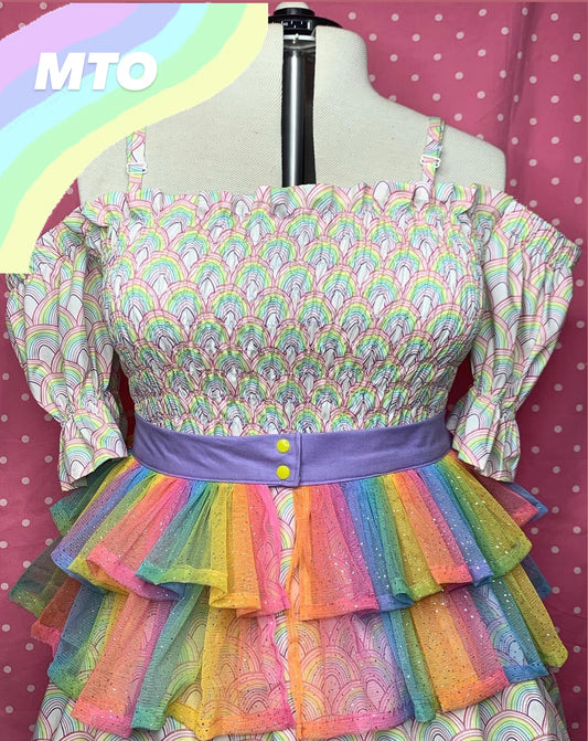 Bright Rainbow Glitter Tulle Belt