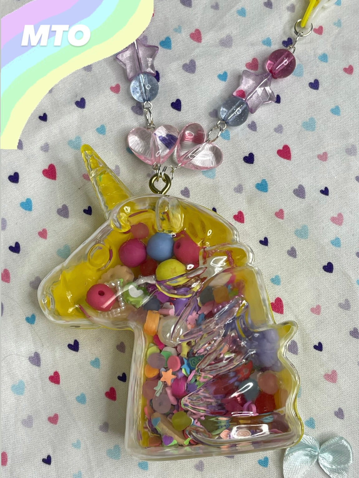 Yellow Unicorn Dry Shaker Necklace