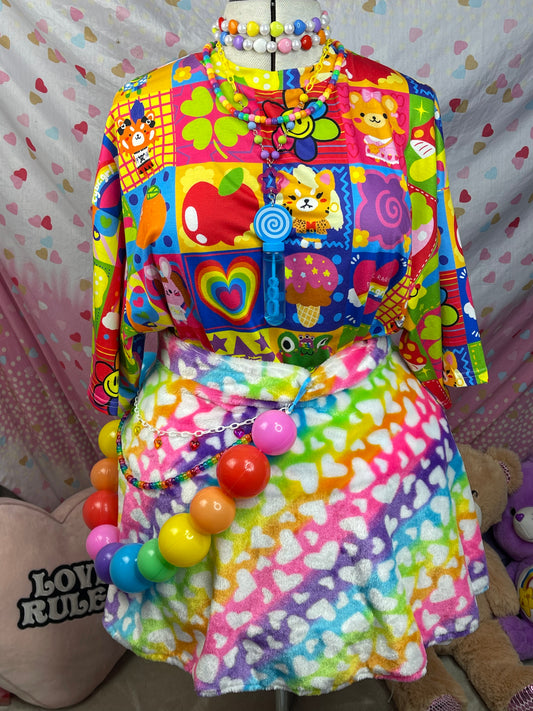 Rainbow Heart Fluffy Skirt