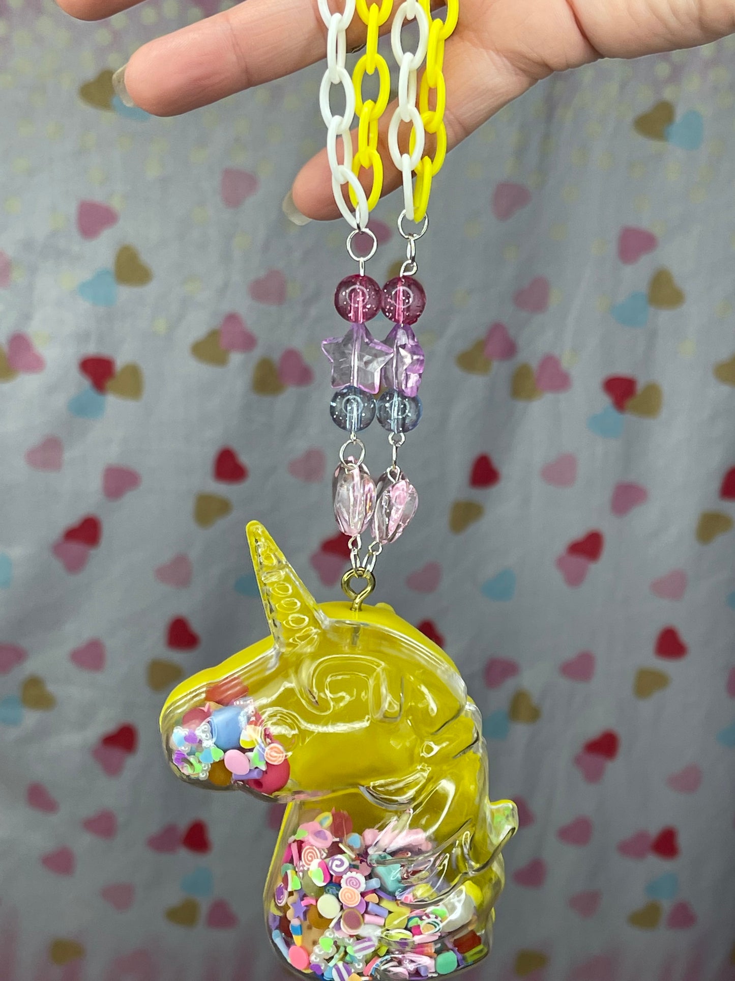 Yellow Unicorn Dry Shaker Necklace