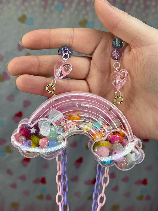 Pink Rainbow Dry Shaker Necklace