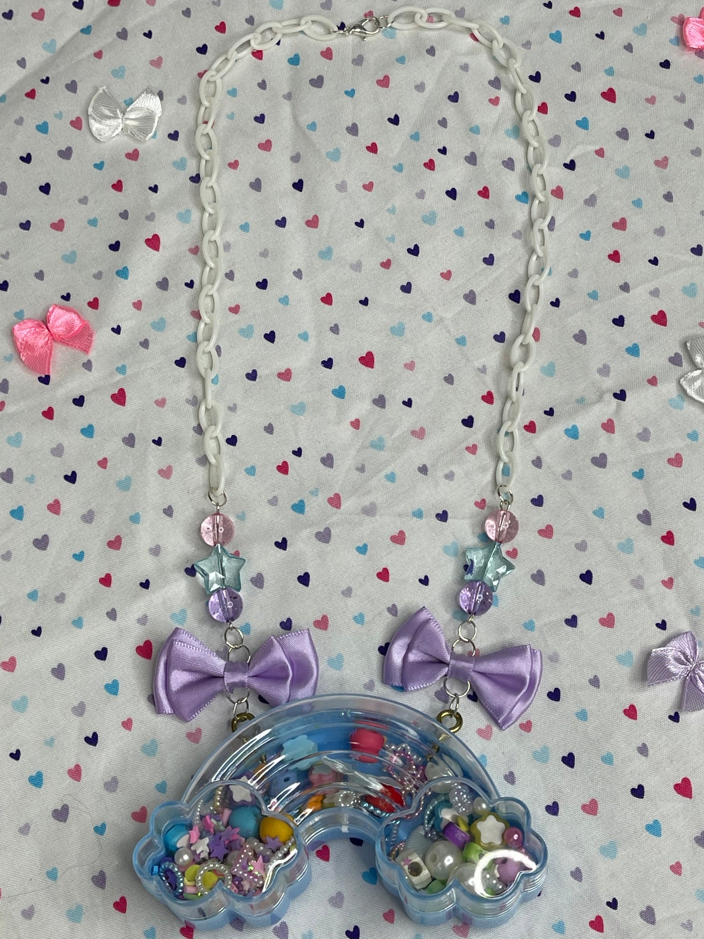 Blue Rainbow Dry Shaker Necklace