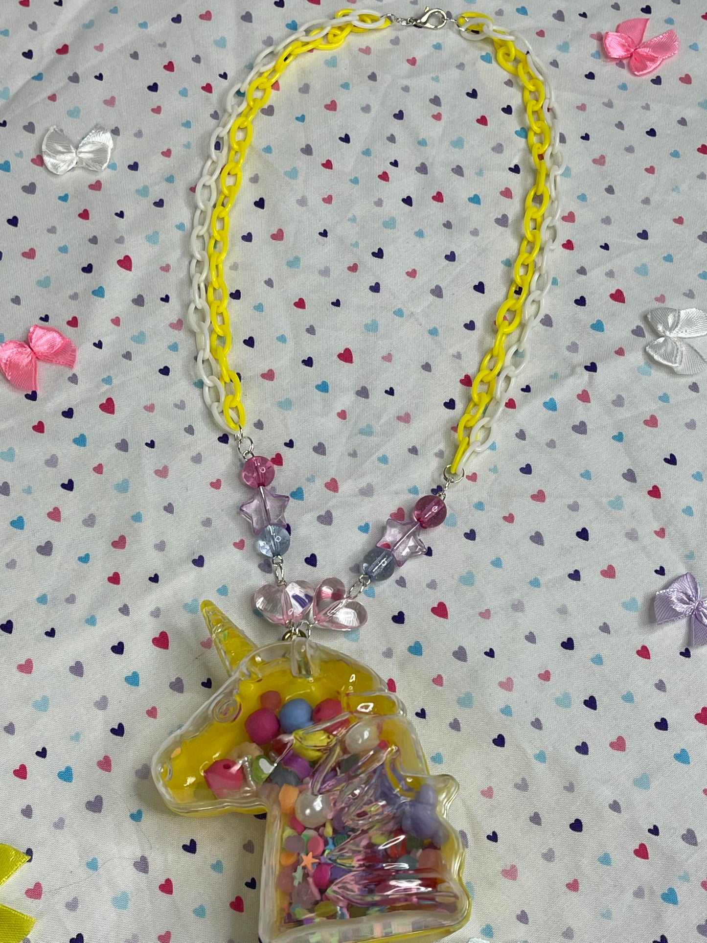 Yellow Unicorn Dry Shaker Necklace