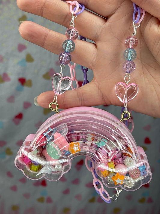 Pink Rainbow Dry Shaker Necklace