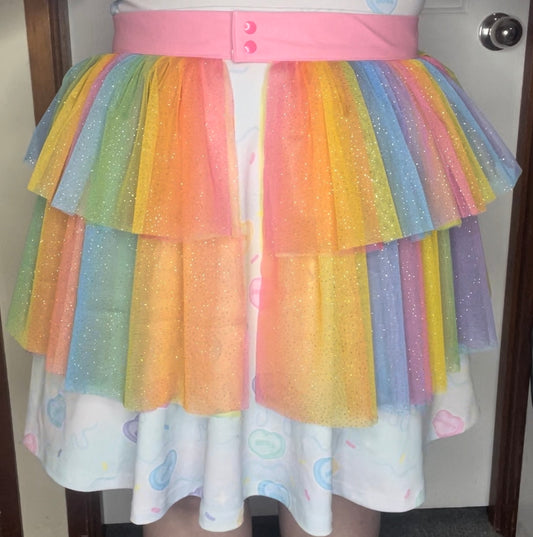 2 Layered Rainbow Tulle Belts