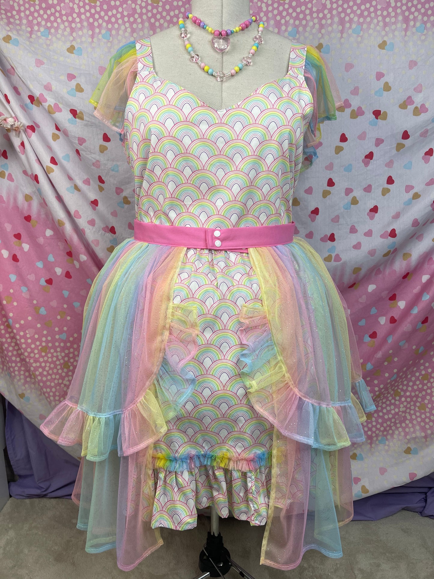 Pastel Glitter Rainbow Tulle Belt