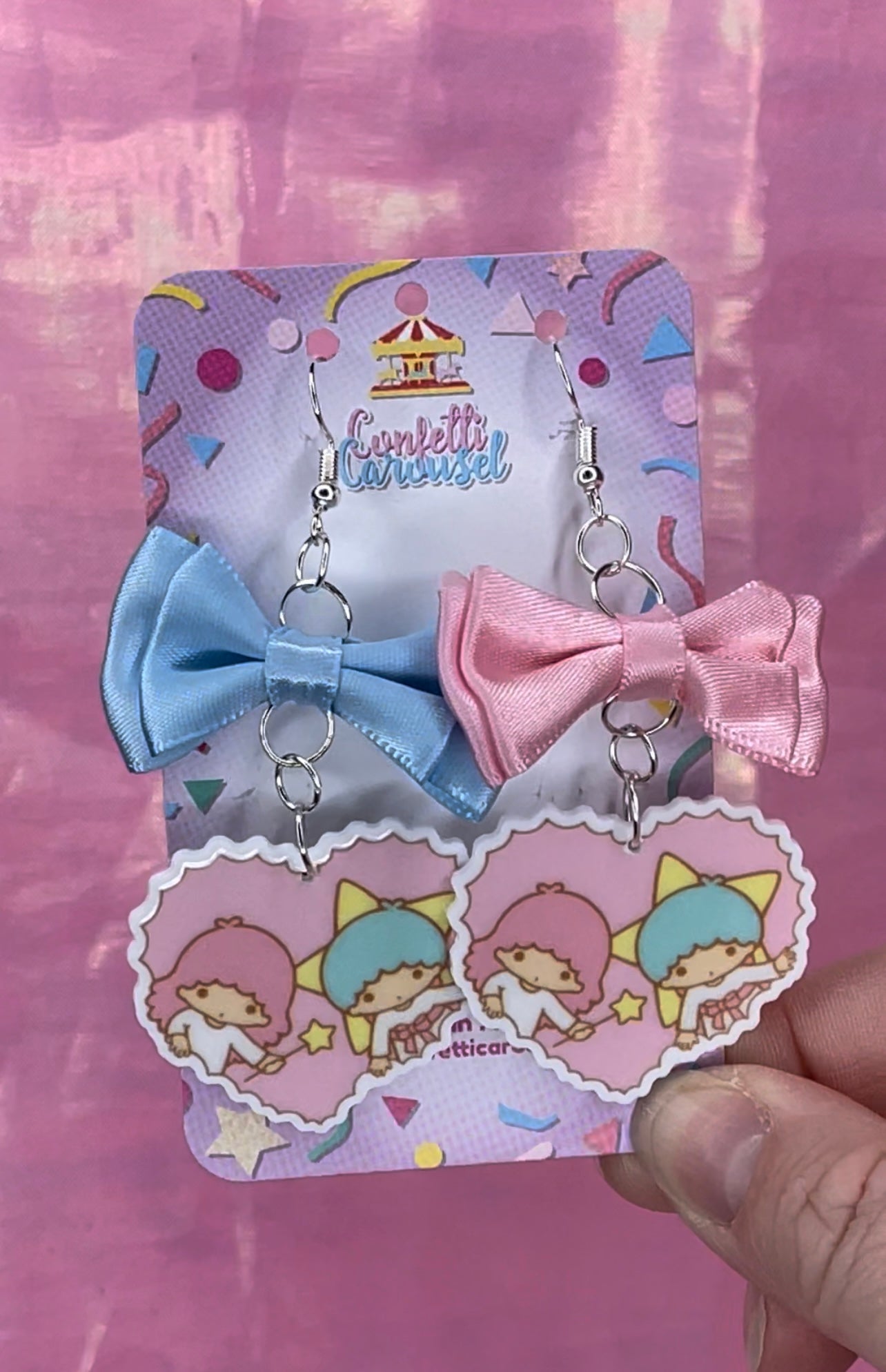 Sanrio inspired charm and bow earrings